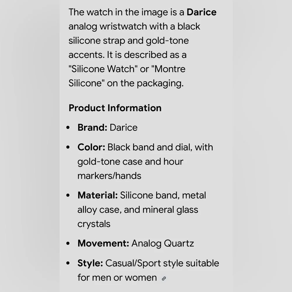 Darice Men's Black & Gold Chronograph Style Watch | Tactical Silicone Sport Band